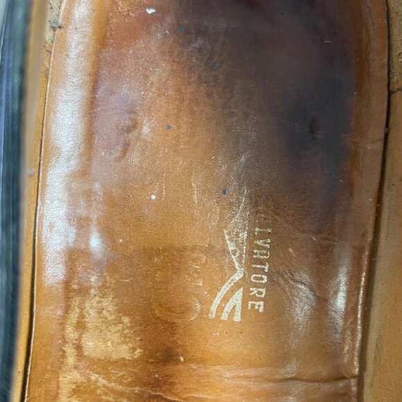 Salvatore Ferragamo Tassel Loafer Cap Toe Black Leather Dress Shoes Mens 10.5 EE - Picture 7 of 11